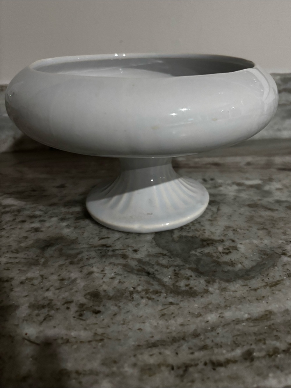 McCoy Floraline USA #430 White with Light Blue Glaze Pedestal Compote